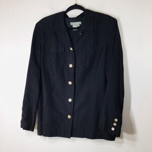 Clifford and Willis silk linen shirt jacket 12 black